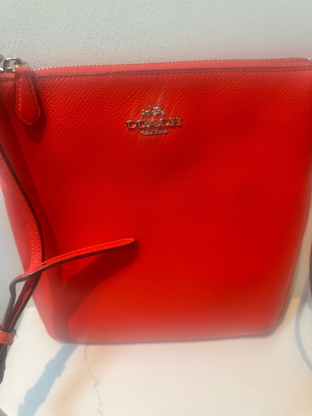 Coach North South Red  Leather Crossbody Bag